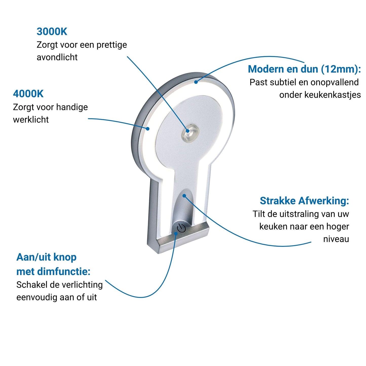 2-TONE Keukenverlichting Onderbouw - Zilver (4 PACK)