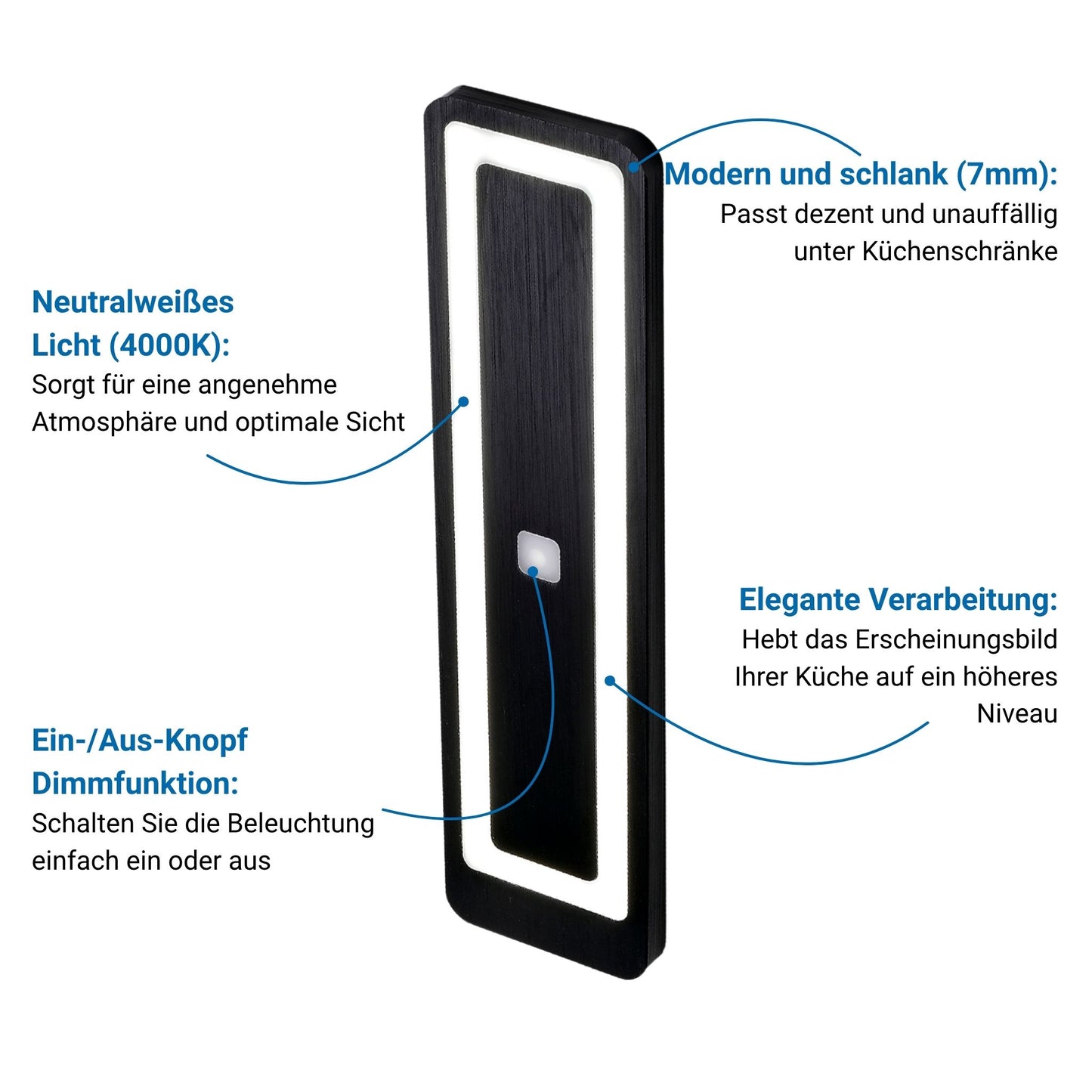 LUX-4000 LED Küchenbeleuchtung Unterbau – Schwarz (5er-Pack)