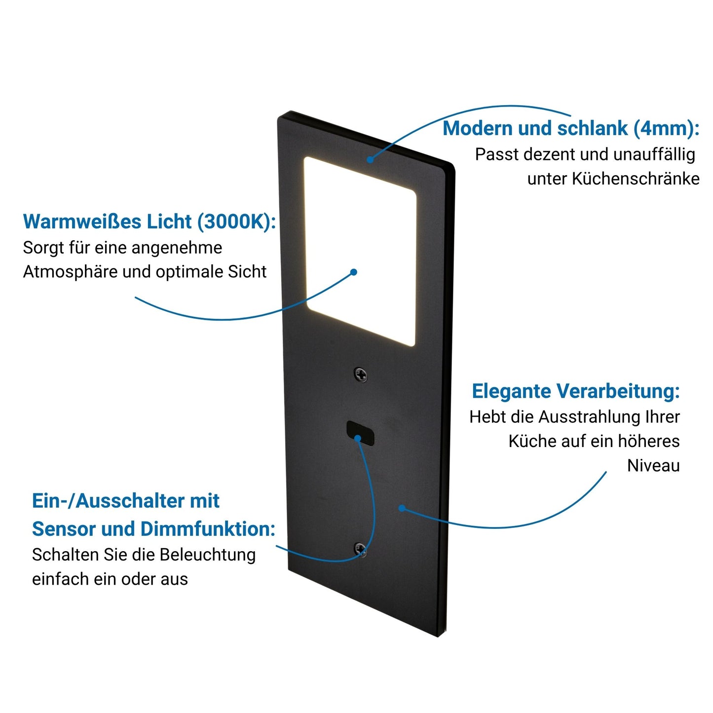 XL3000 Küchenbeleuchtung Unterbau – Schwarz (5er-PACK) Warmweißes Licht