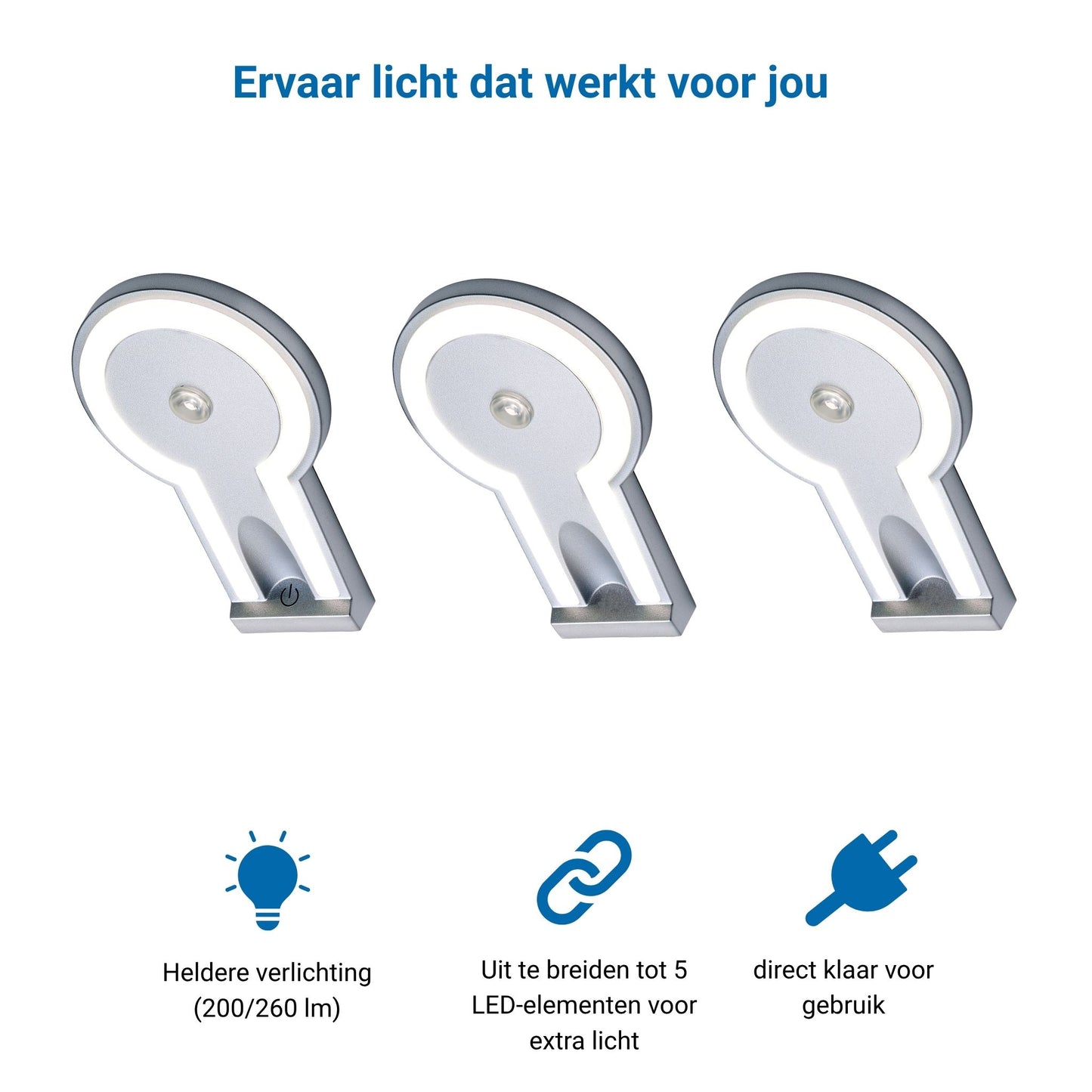 2-TONE Keukenverlichting Onderbouw - Zilver (3 PACK)