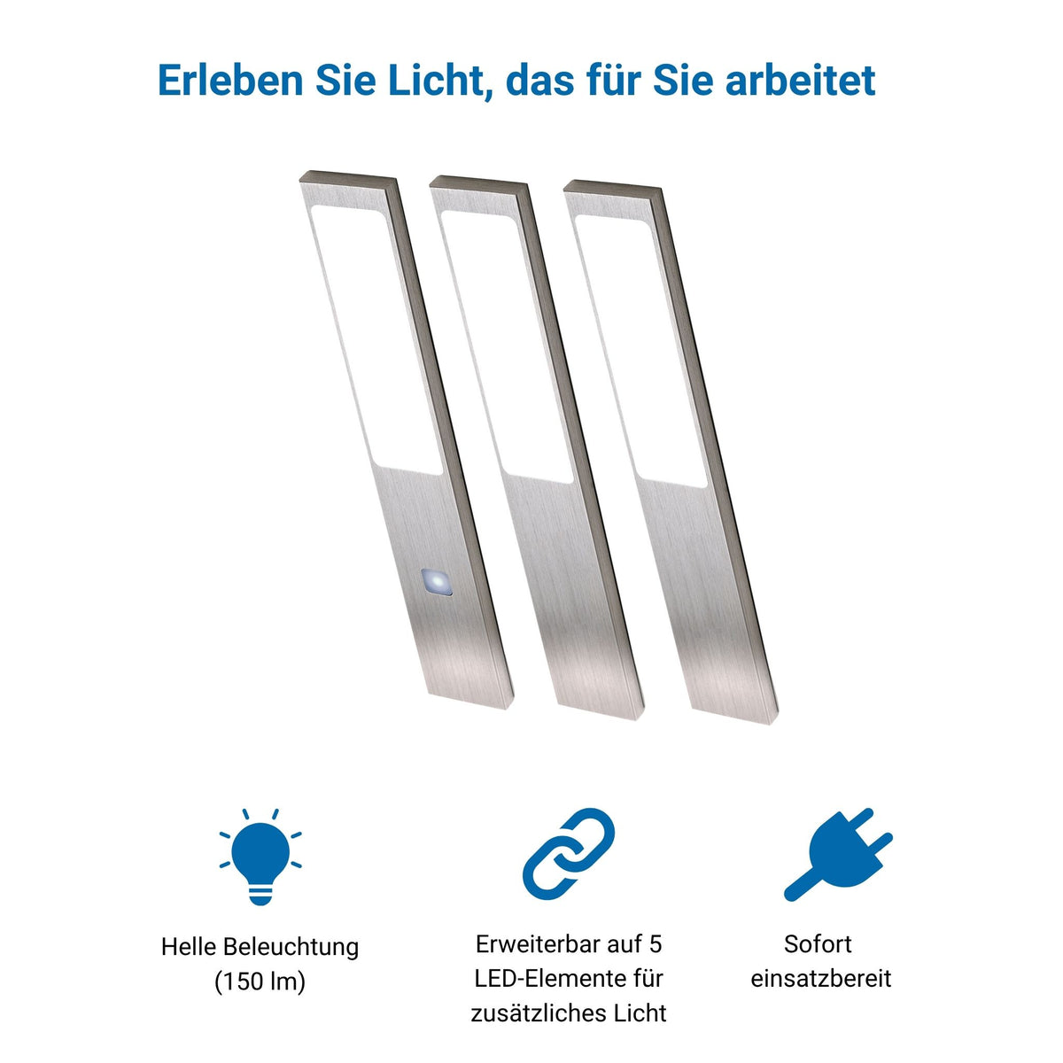 STYLE Küchenbeleuchtung Unterbau – Silber (4er-PACK) Einstellbare Lichtfarbe