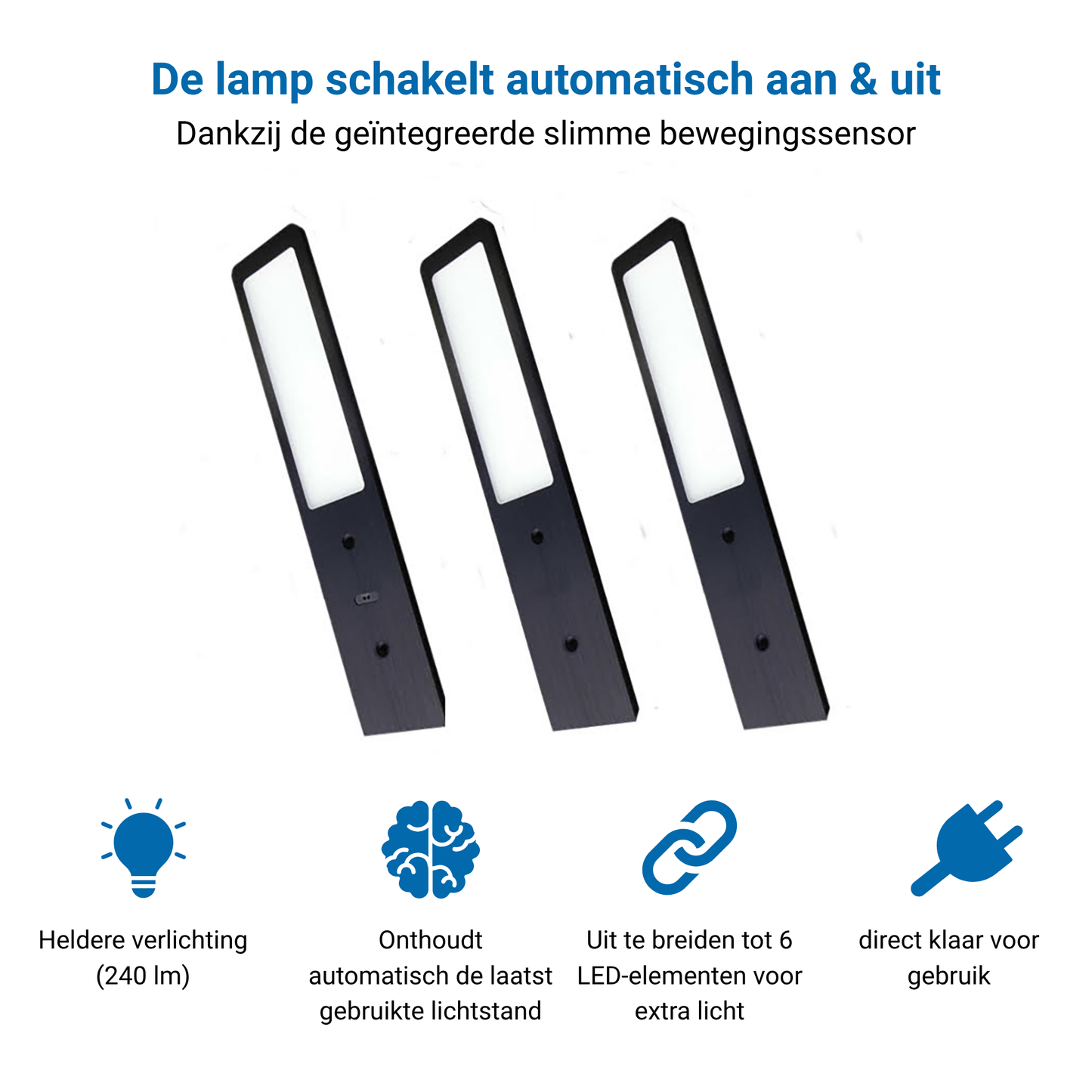 Éclairage LED Sous Meuble Cuisine - Noir (Lot de 3)