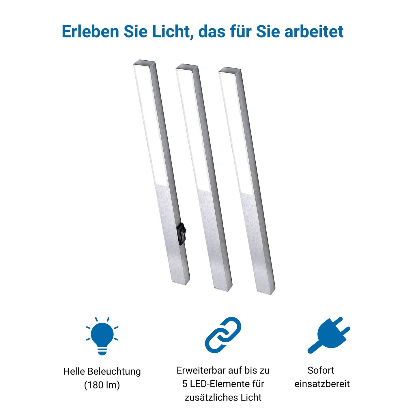 LONGLED Küchenunterbauleuchte – Silber (3er-Pack)