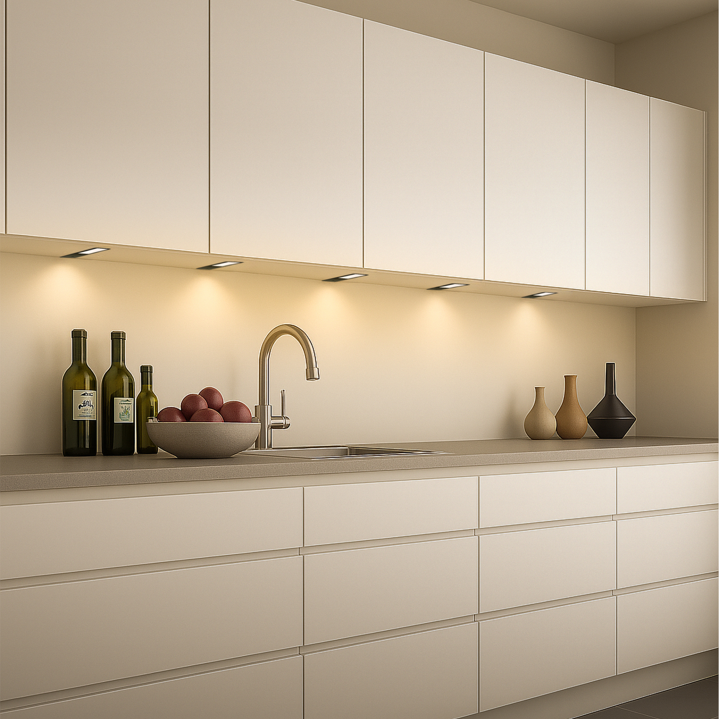 Éclairage LED Sous Meuble Cuisine - Noir (Lot de 6)
