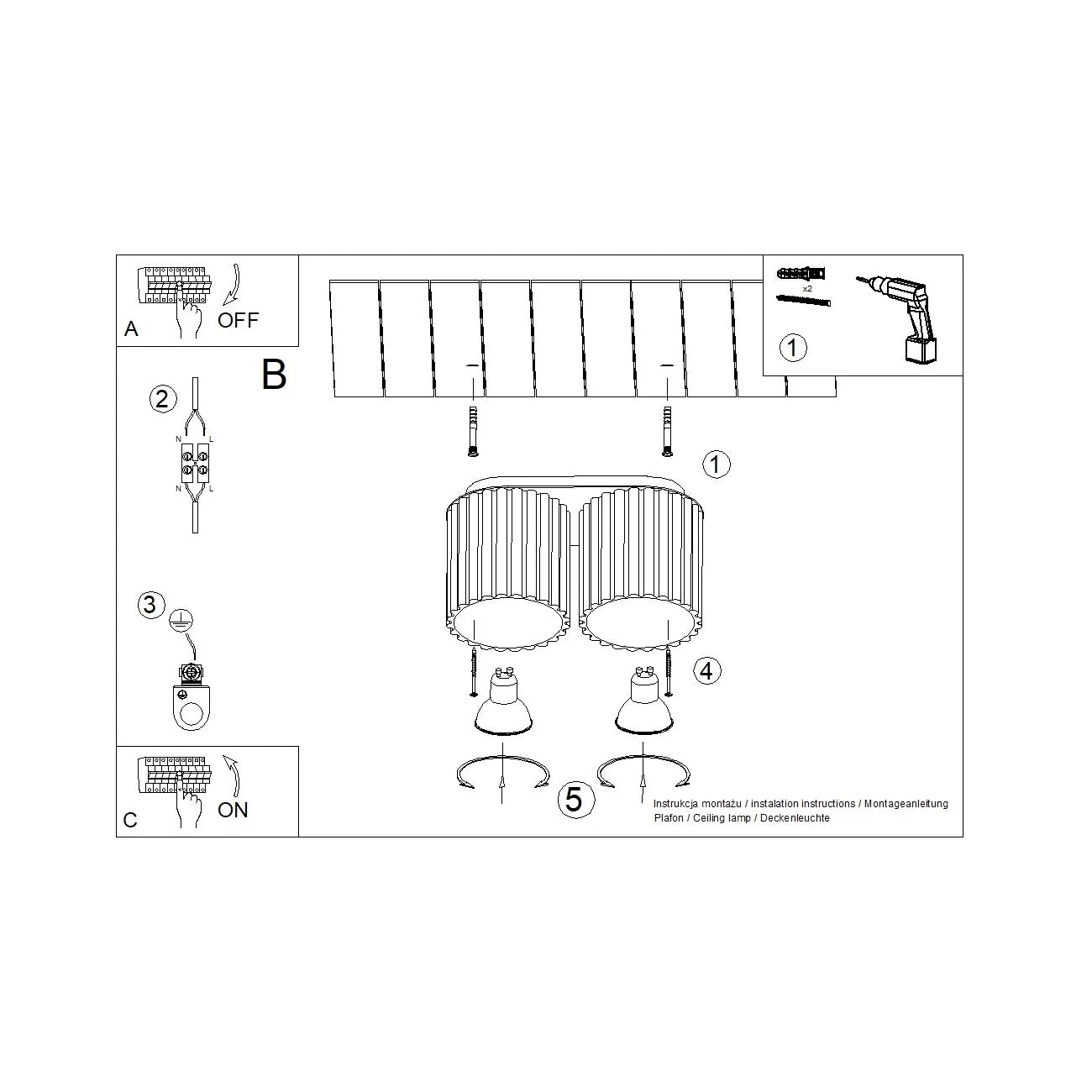 Deckenstrahler Japandi Double – Beige & Aluminium