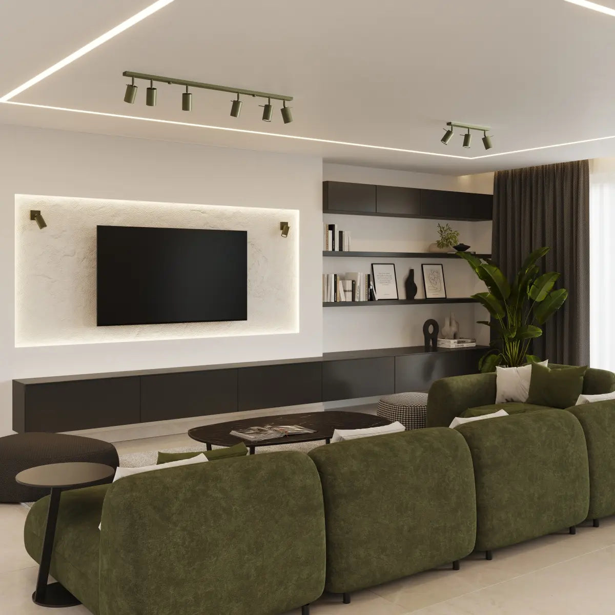 Wandleuchte Rondo – Olivgrün & Stahl