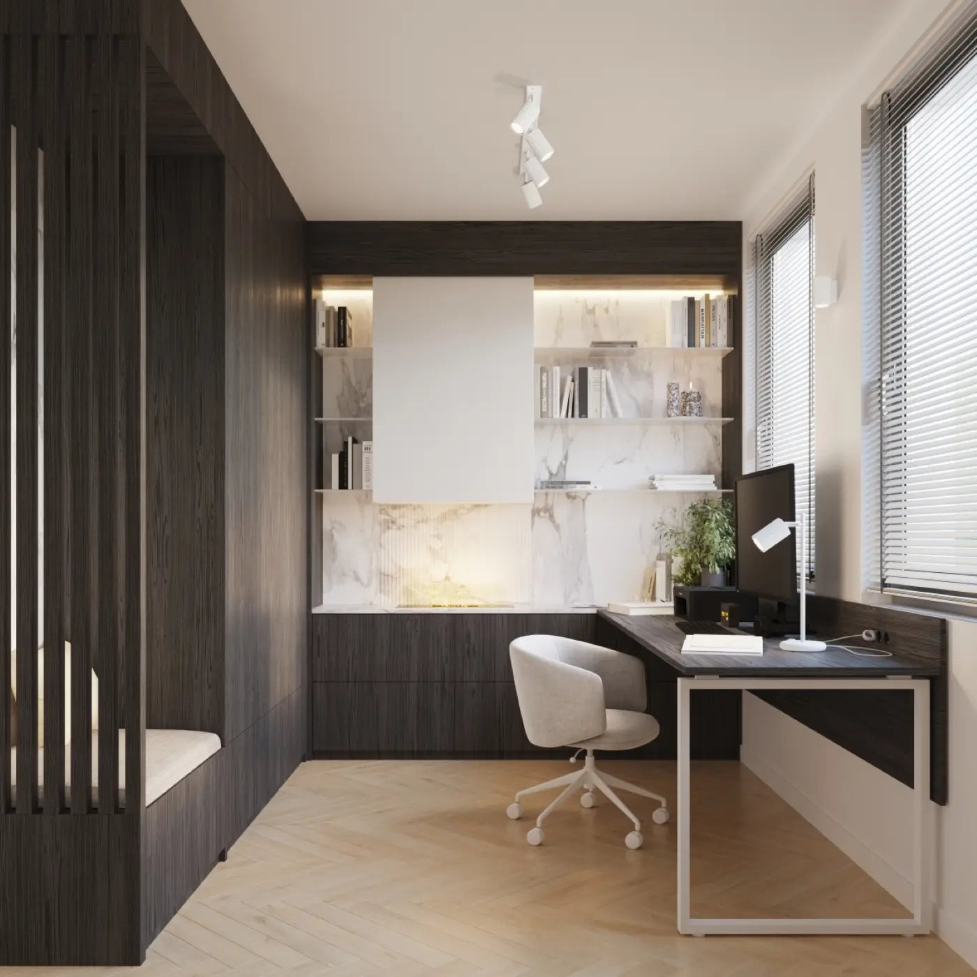 Tischlampe Japandi – Weißes Aluminium