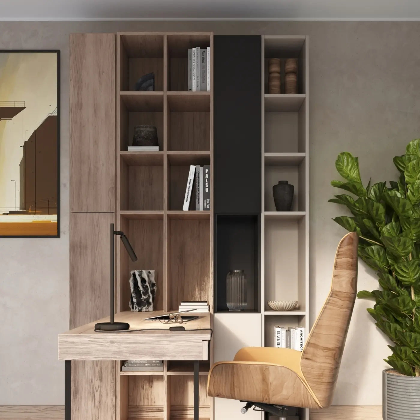 Tischleuchte Matita – Schwarz & Stahl