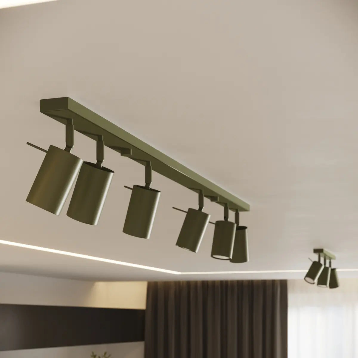 Wandleuchte Rondo – Olivgrün & Stahl