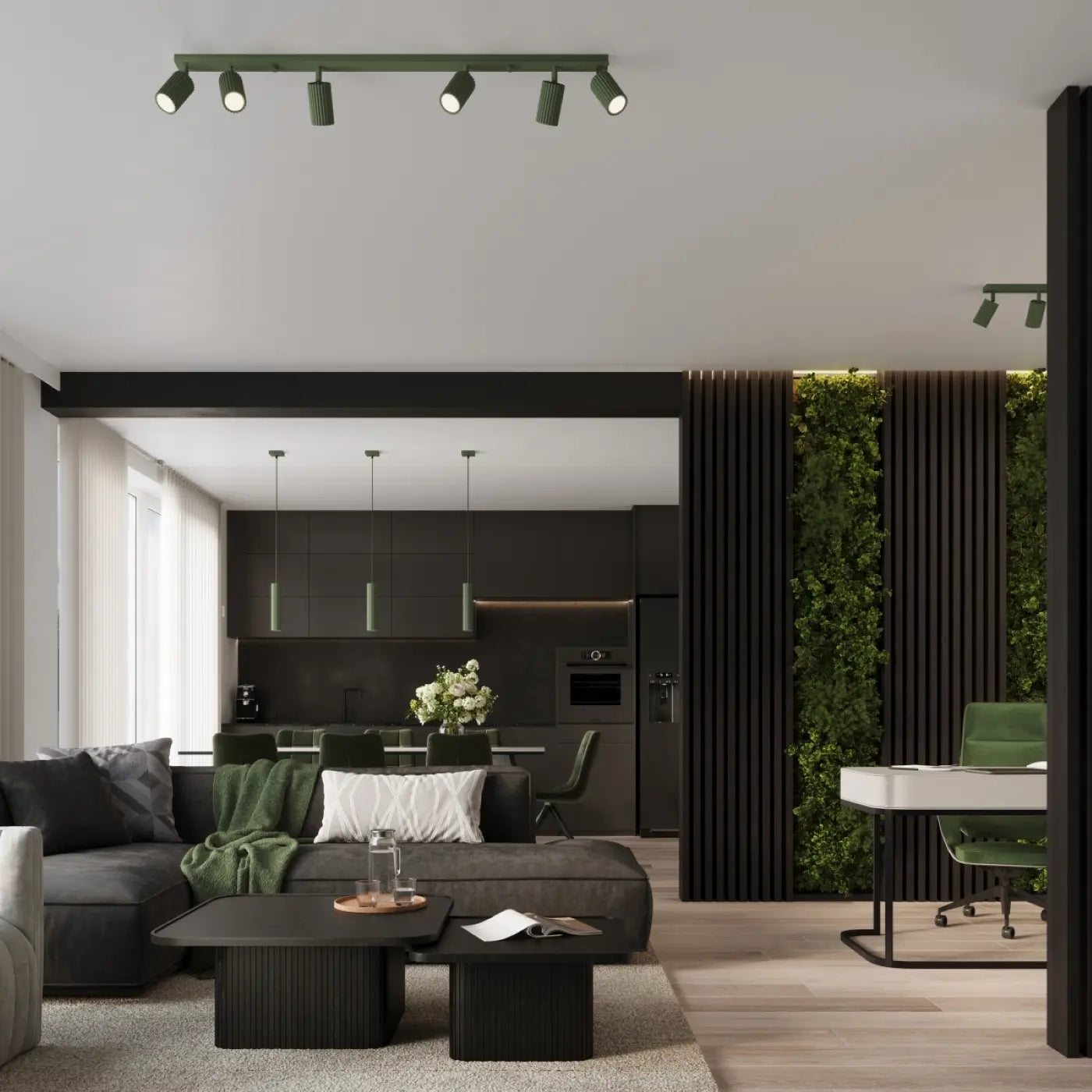 Hanglamp Japandi 1 – Groen & Aluminium