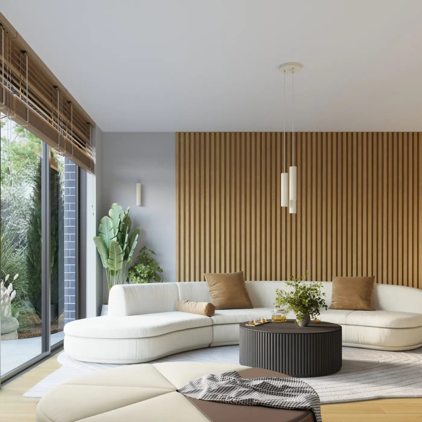 Deckenleuchte Japandi 3 – Beige & Aluminium