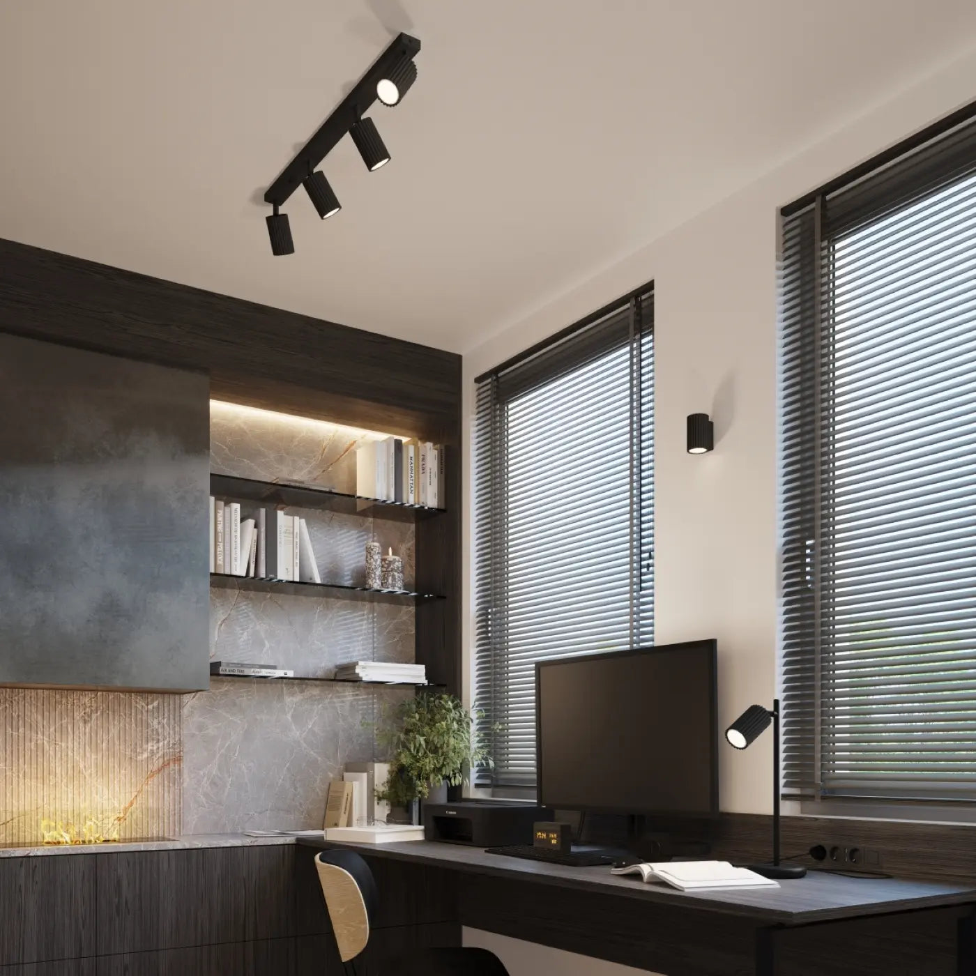 Tischleuchte Japandi – Schwarz Metall