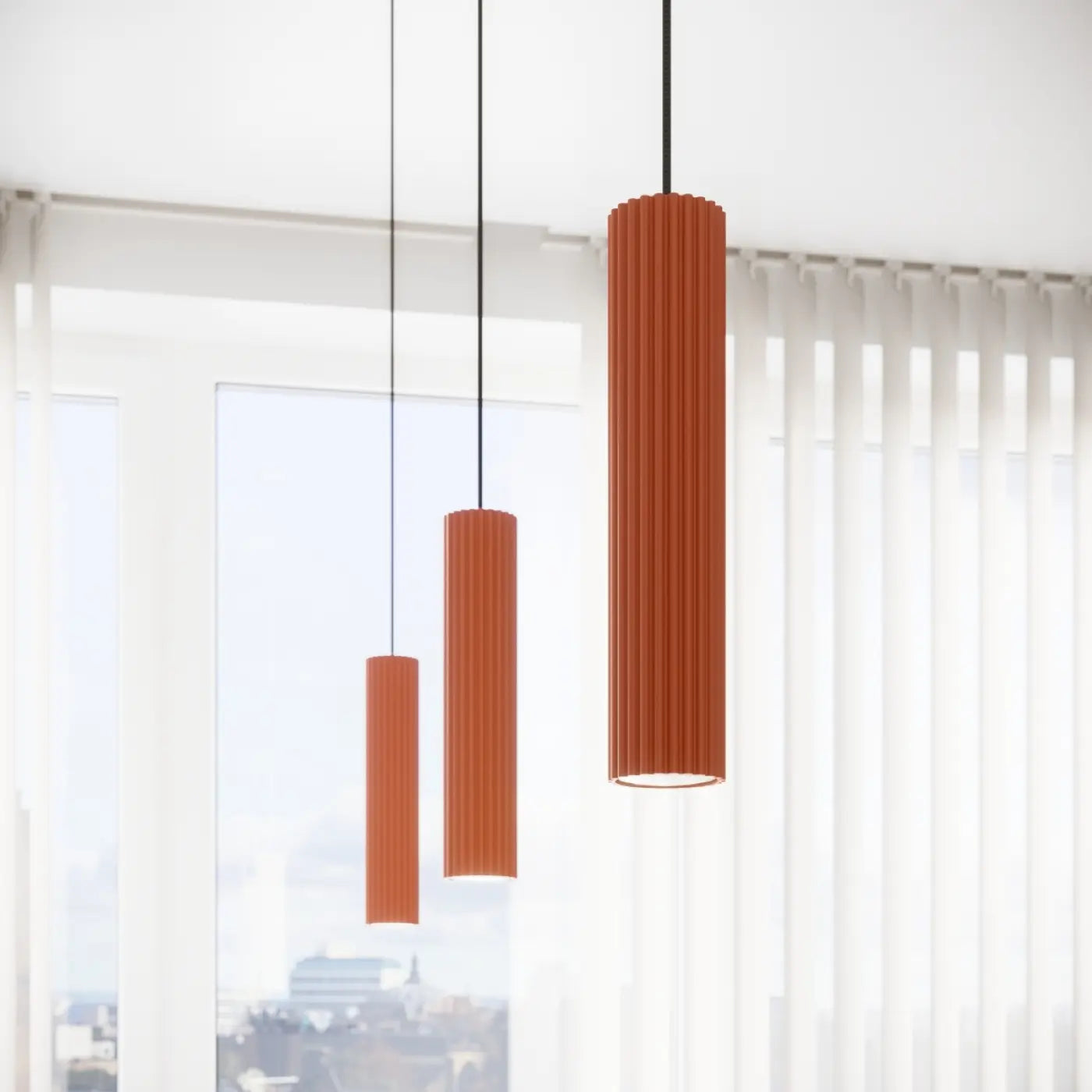 Hanglamp Japandi 1 – Okerood & Aluminium