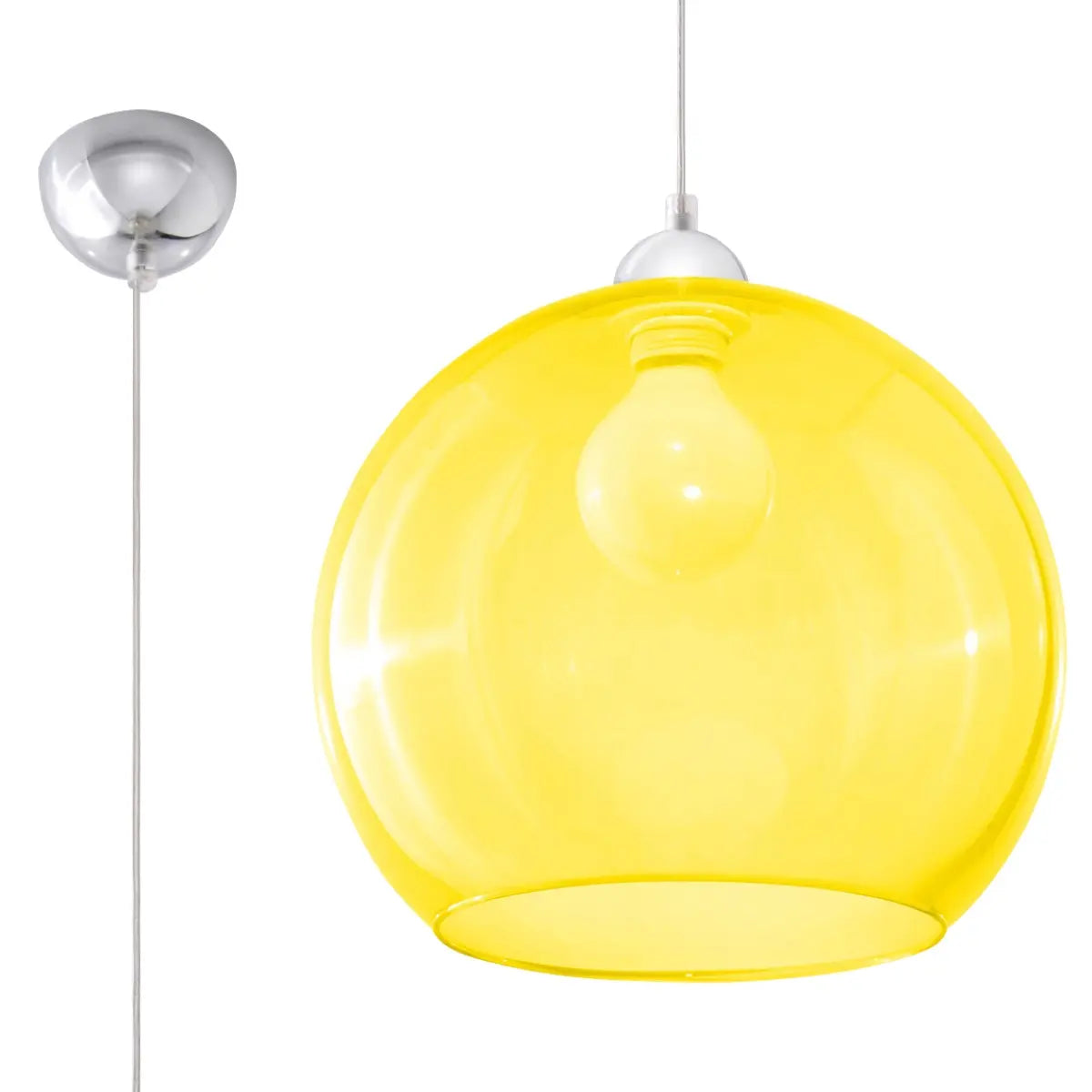 Hanglamp Globe – Geel Glas & Staal