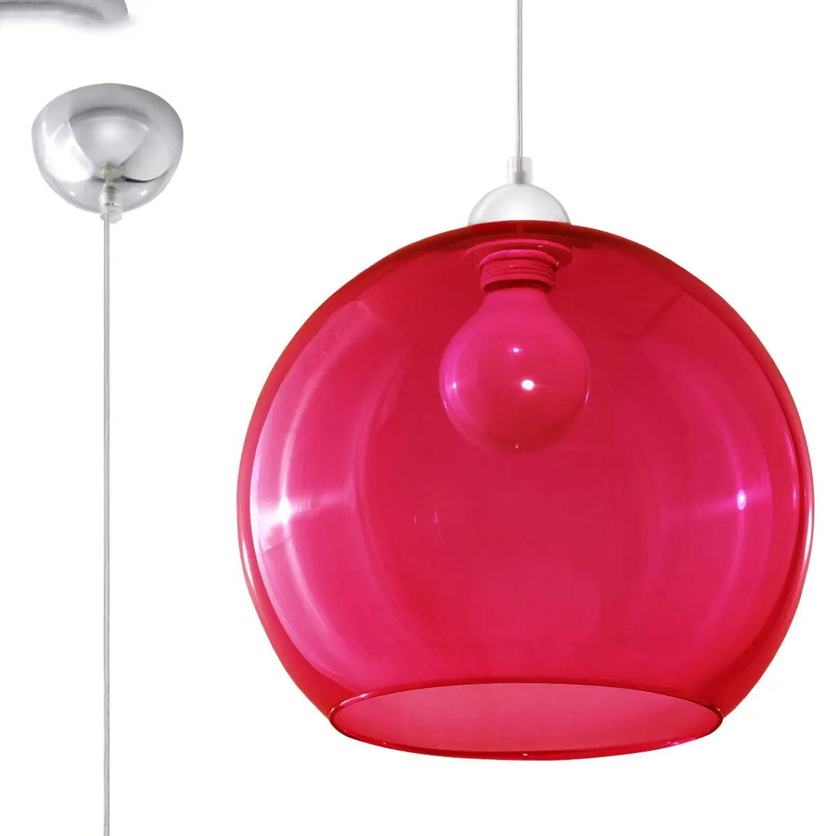 Hanglamp Globe – Rood Glas & Staal