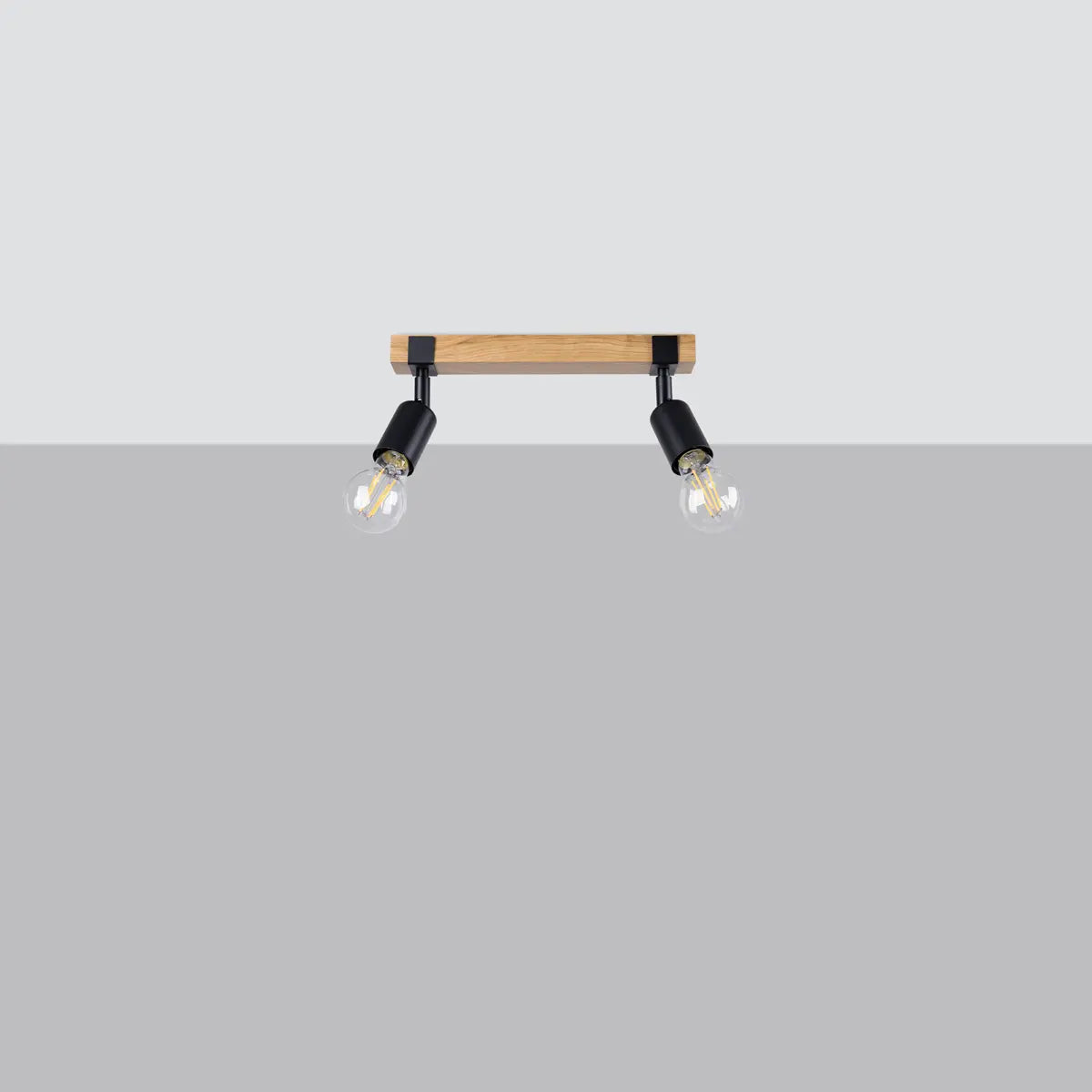 Deckenleuchte Naked 2 – Schwarz & Stahl & Holz