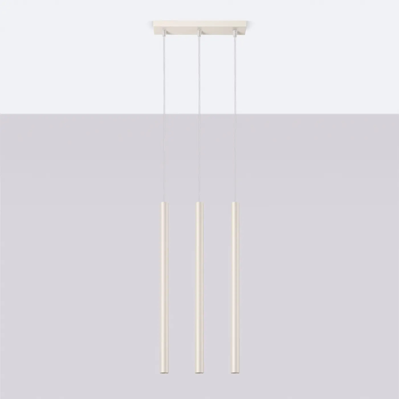 Pendelleuchte Matita 3 – Beige & Stahl