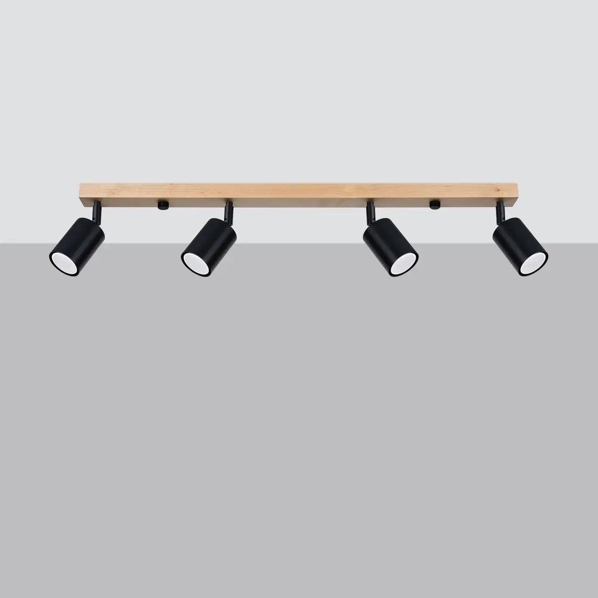 Deckenleuchte Rondo 4 – Schwarz & Stahl & Holz