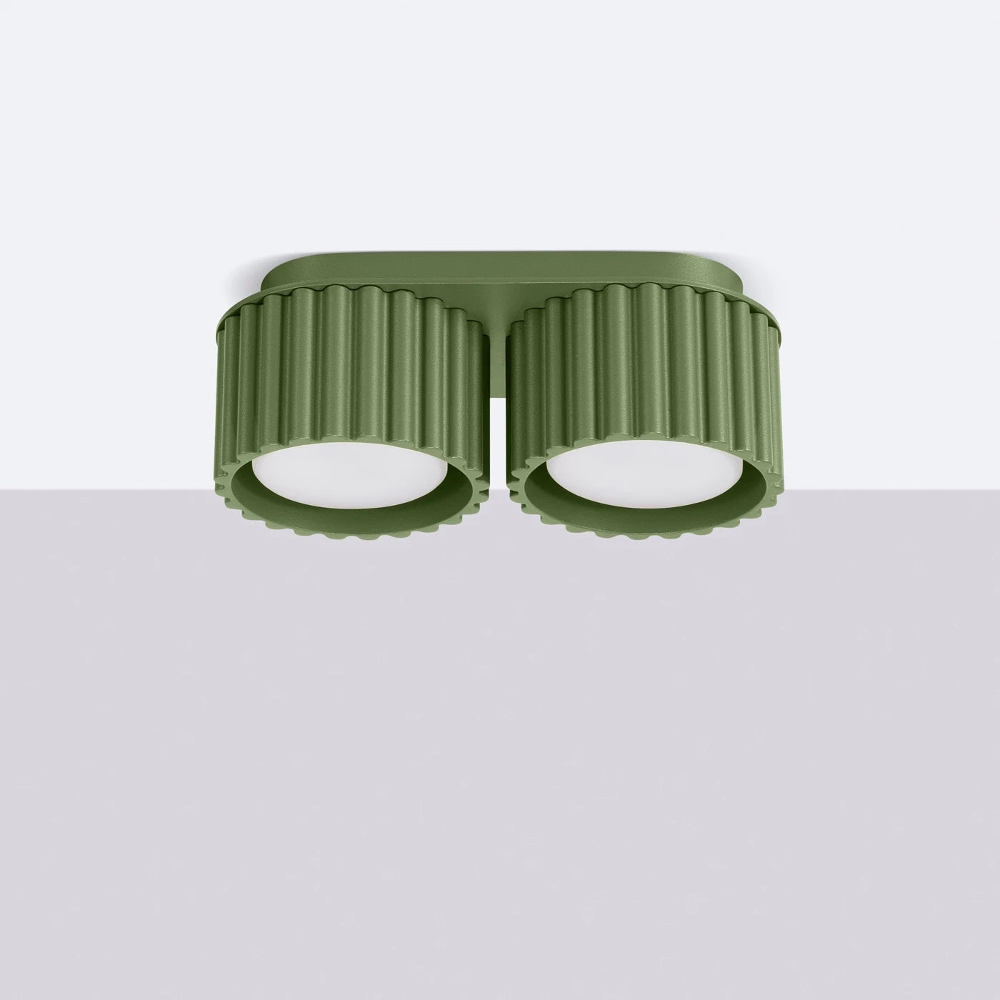 Deckenstrahler Japandi Double-XS – Grün Olive & Aluminium