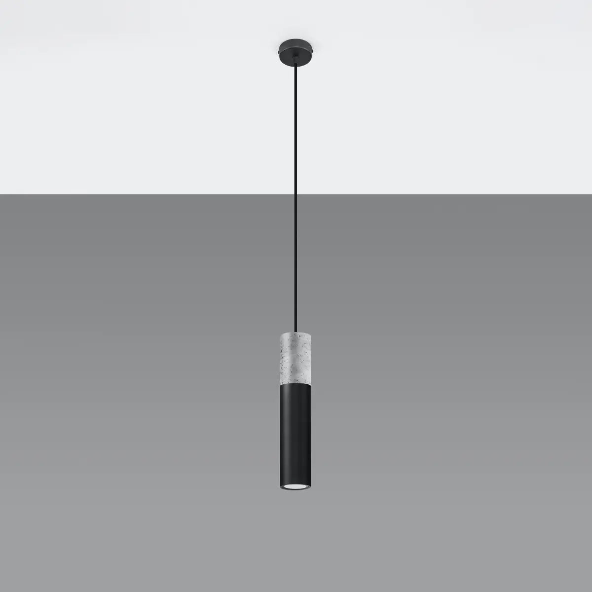 Pendelleuchte Tube Beton Black 1 – Grau & Schwarz