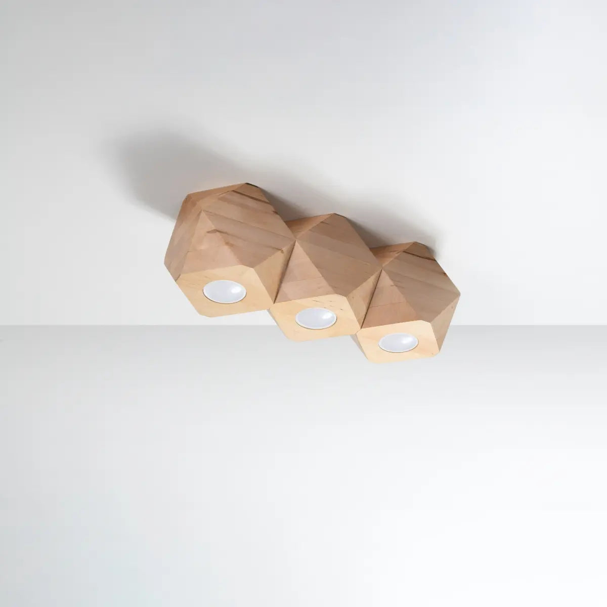 Deckenleuchte Hexagon 3 – Naturholz & Holz