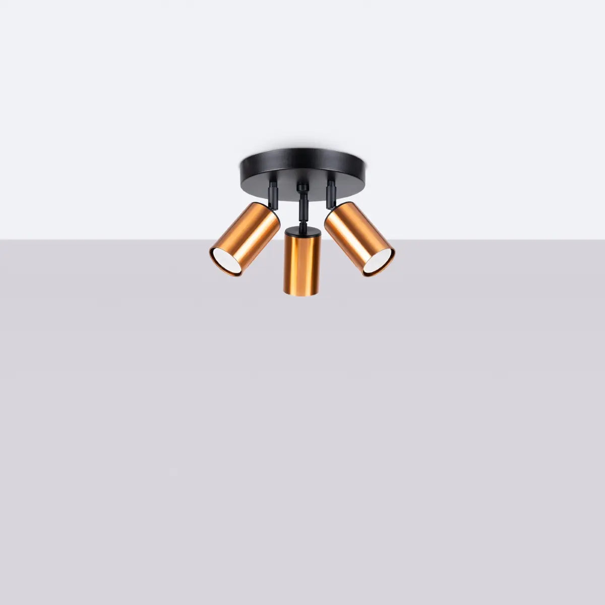 Deckenleuchte Tube 3R – Schwarz & Kupfer & Stahl
