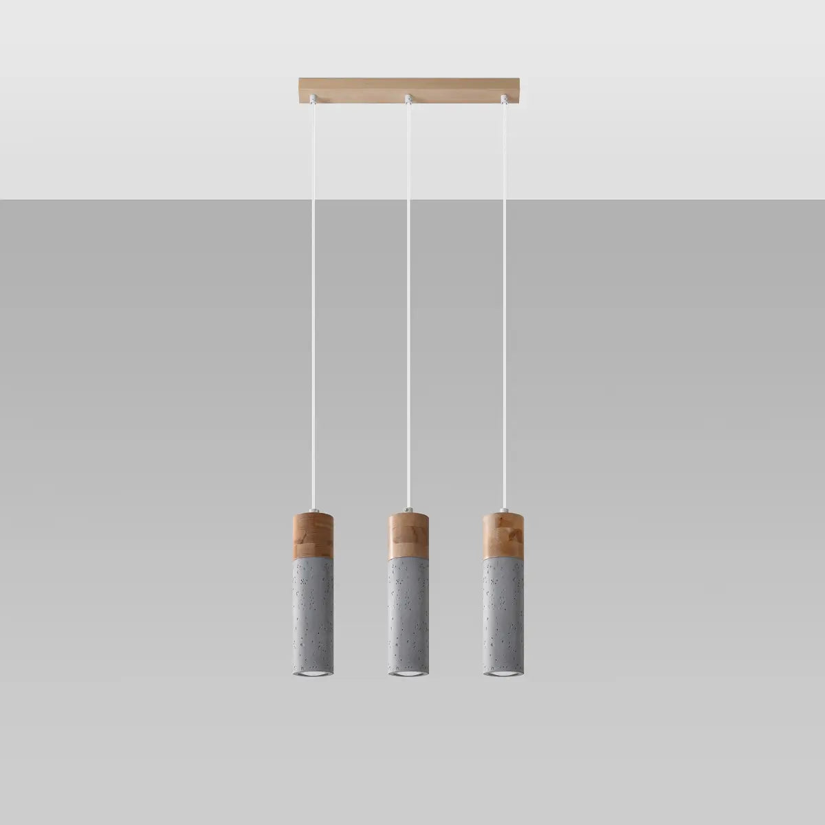 Hanglamp Tube Beton Wood 3 – Grijs Beton & Hout