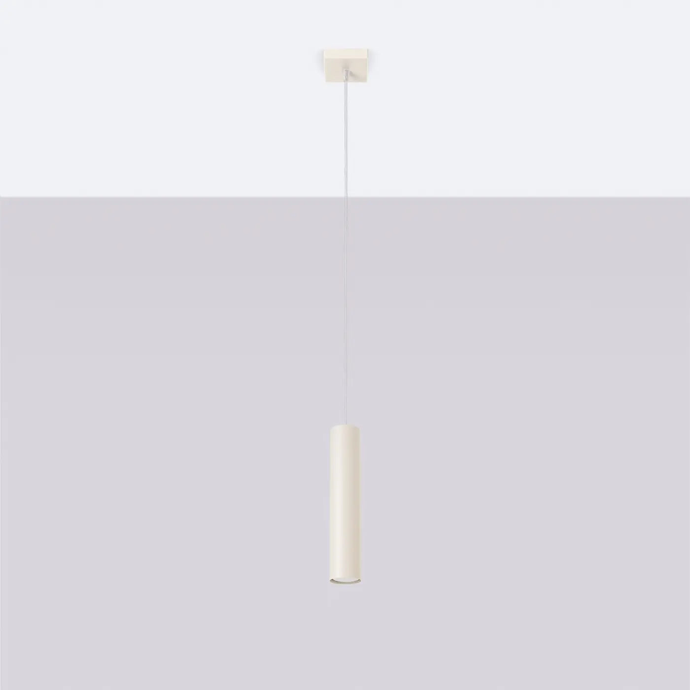 Pendelleuchte Tube 1 – Beige & Stahl