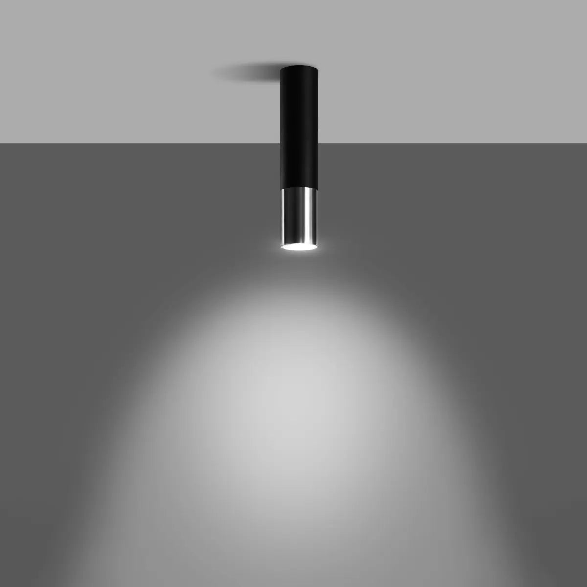 Plafondlamp Tube – Zwart & Chroom & Staal
