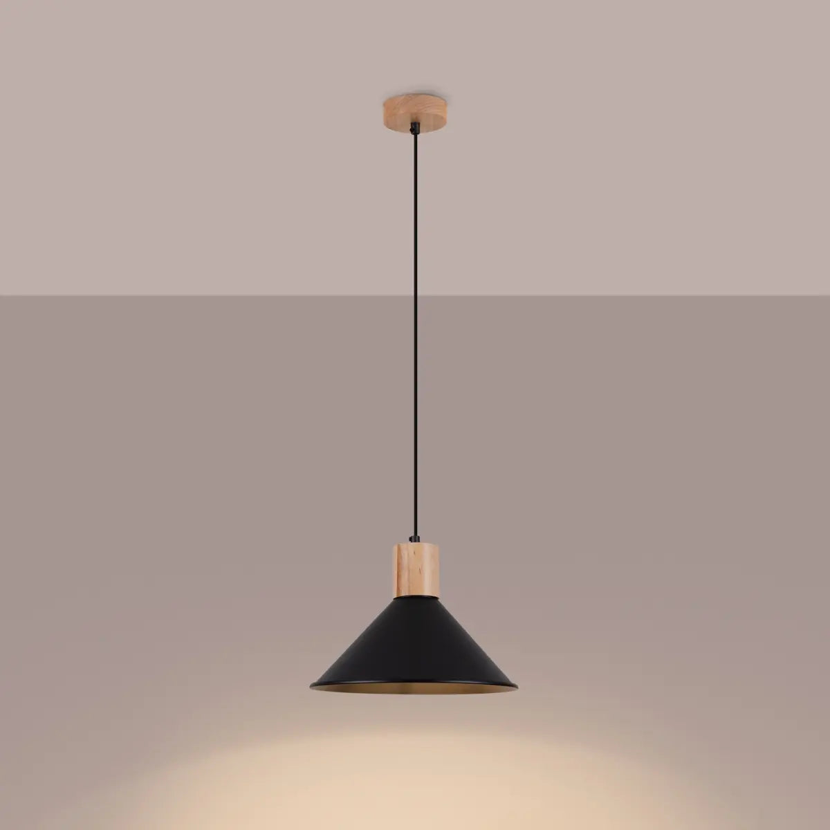 Pendelleuchte Diner 1 – Schwarz & Stahl & Holz