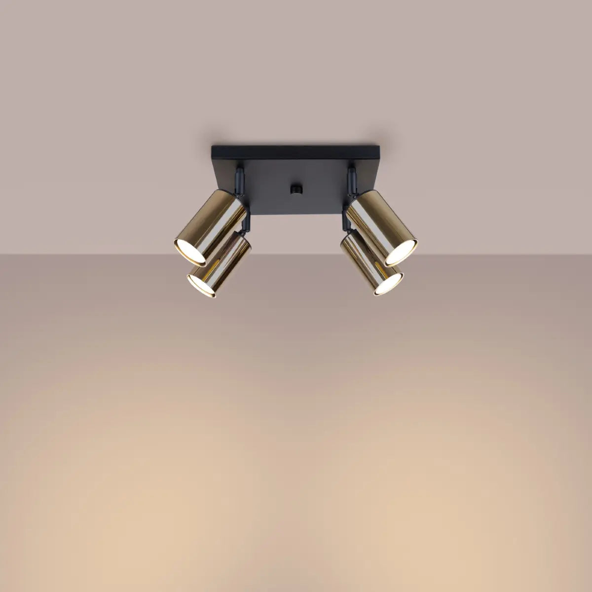 Plafondlamp Tube 4S – Zwart & Goud & Staal