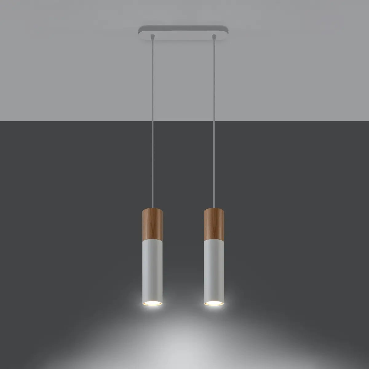 Hanglamp Tube 2 – Wit & Natuurlijk Hout