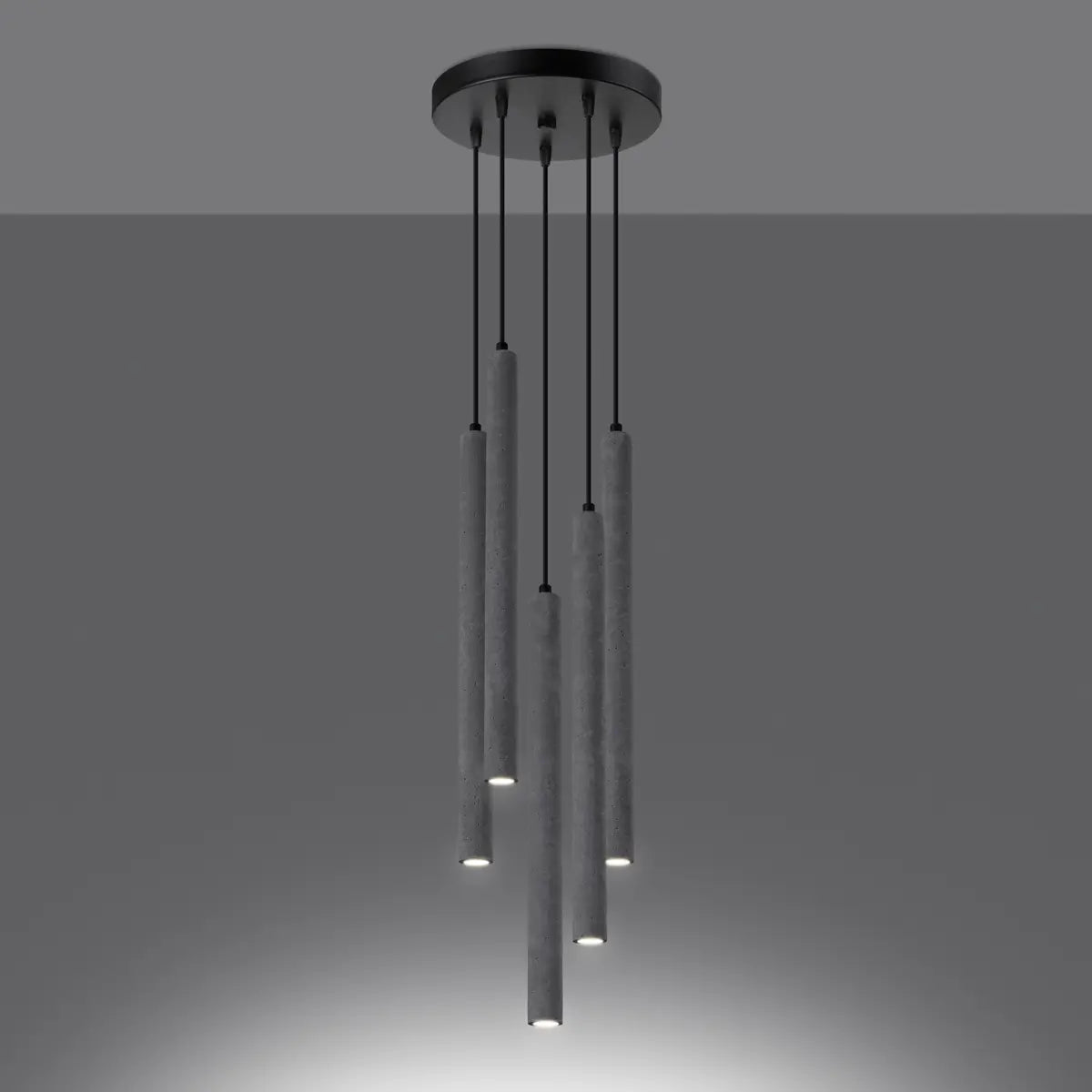 Hanglamp Slim Tube 5P – Grijs & Beton