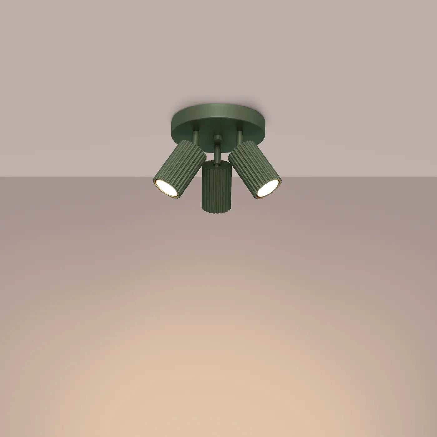 Deckenleuchte Japandi 3P – Olivgrün & Aluminium