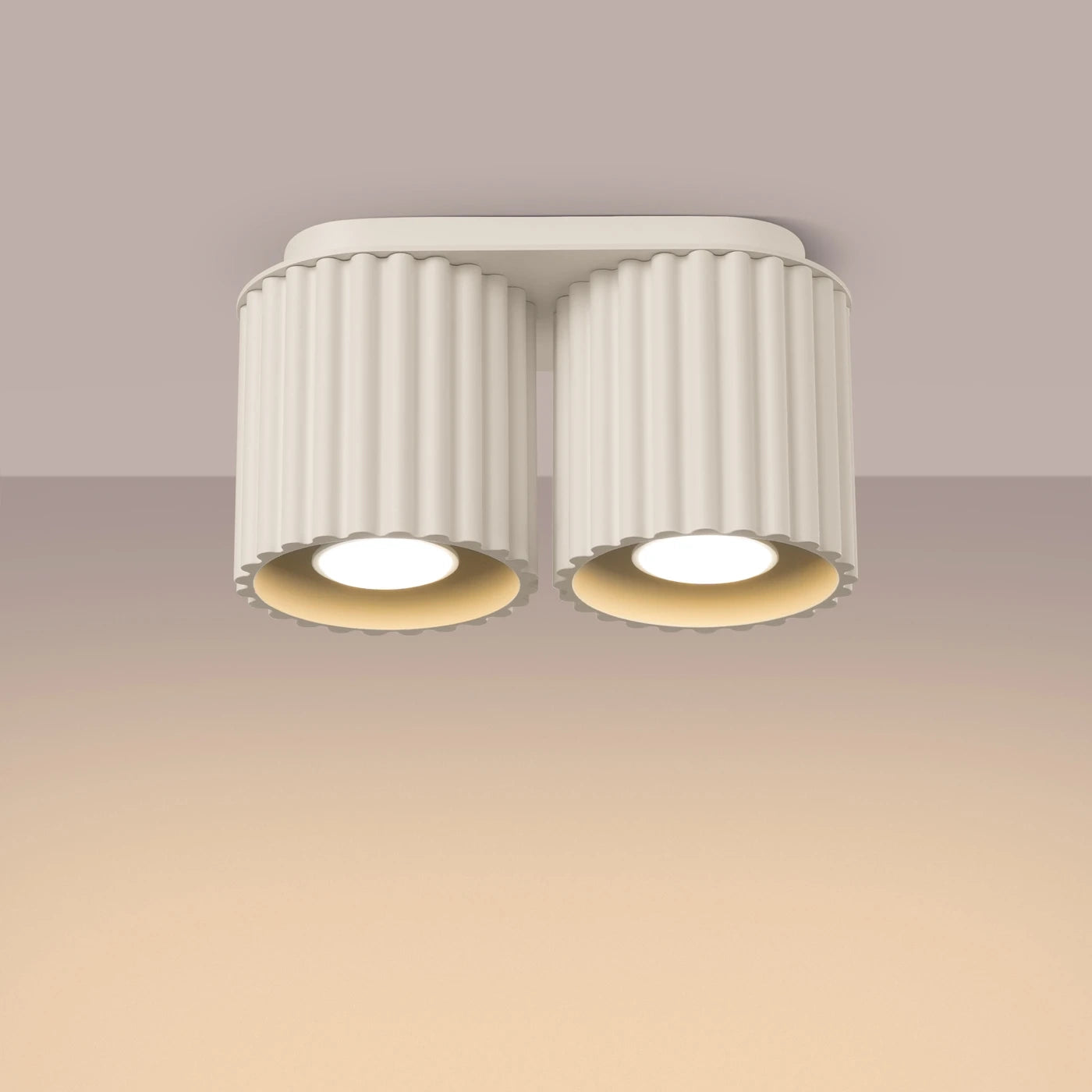 Deckenstrahler Japandi Double – Beige & Aluminium