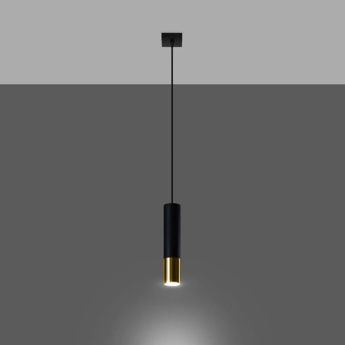 Pendelleuchte Tube 1 – Schwarz & Gold & Stahl