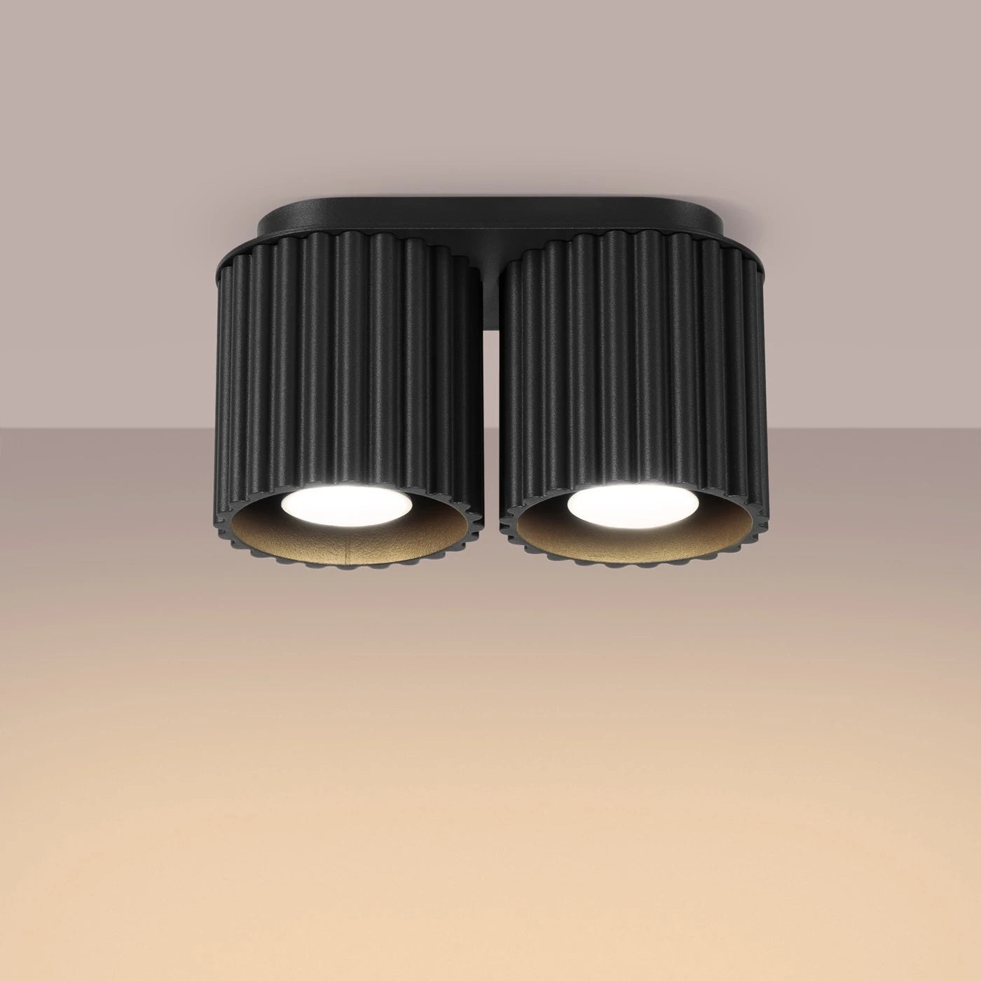 Deckenstrahler Japandi Double – Schwarz & Aluminium