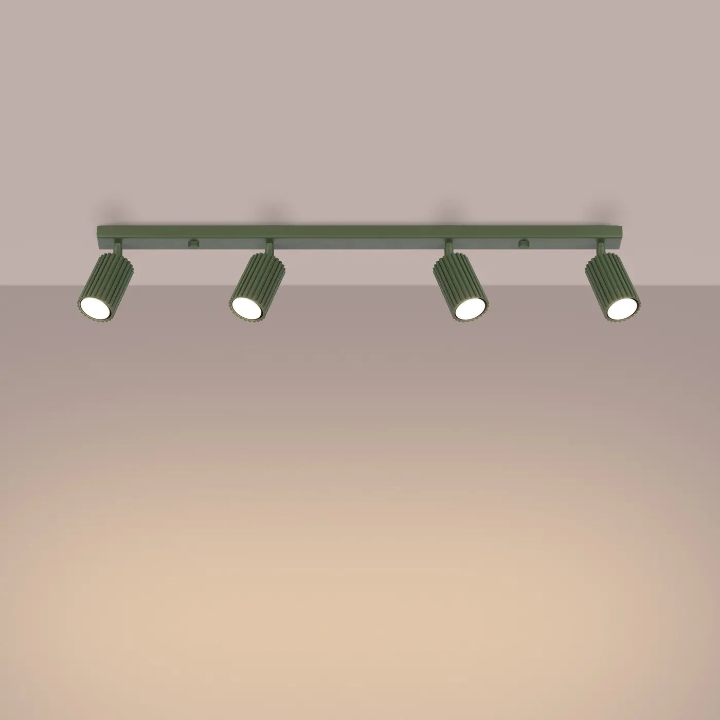 Deckenleuchte Japandi 4 – Olivgrün & Aluminium