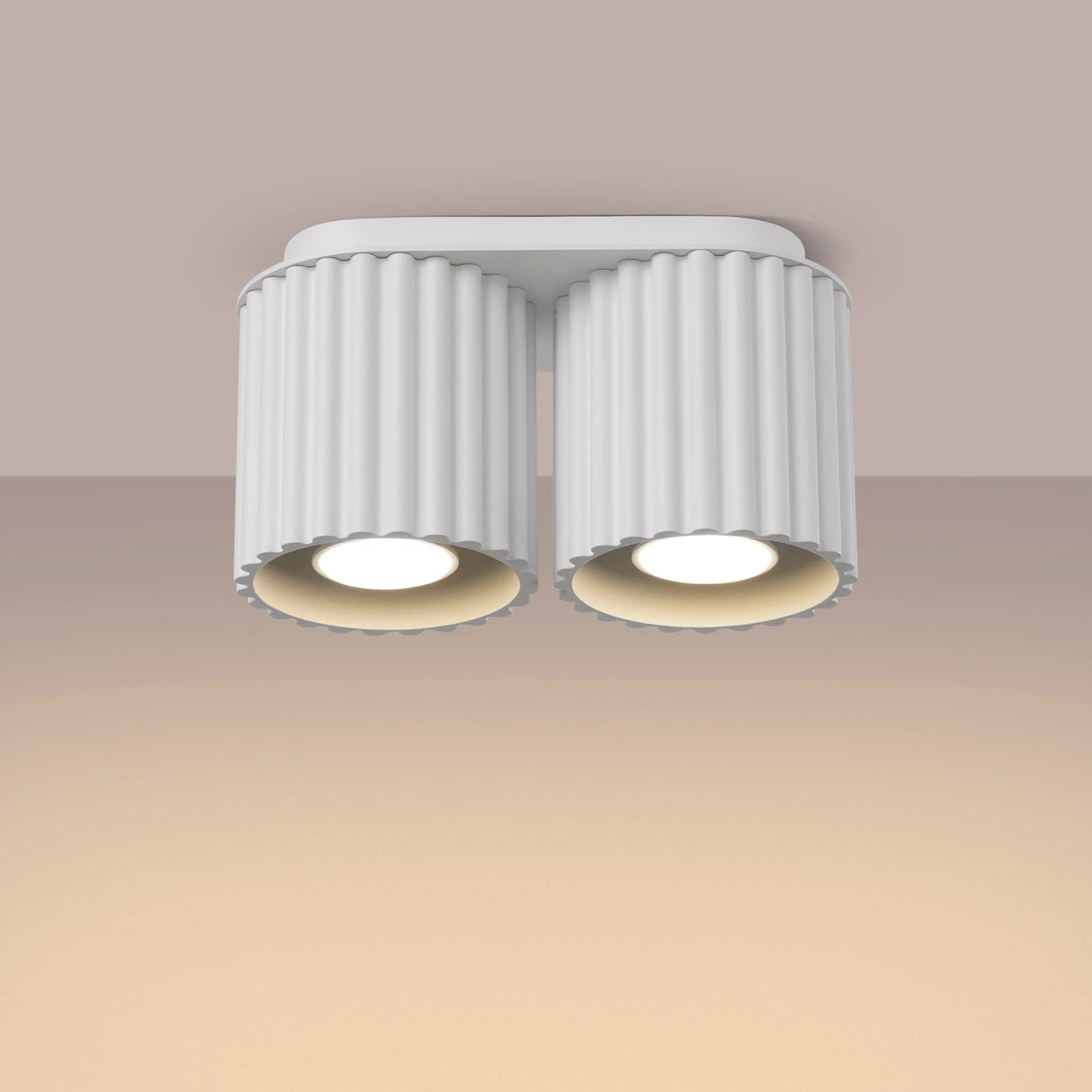 Deckenstrahler Japandi Double – Weiß & Aluminium