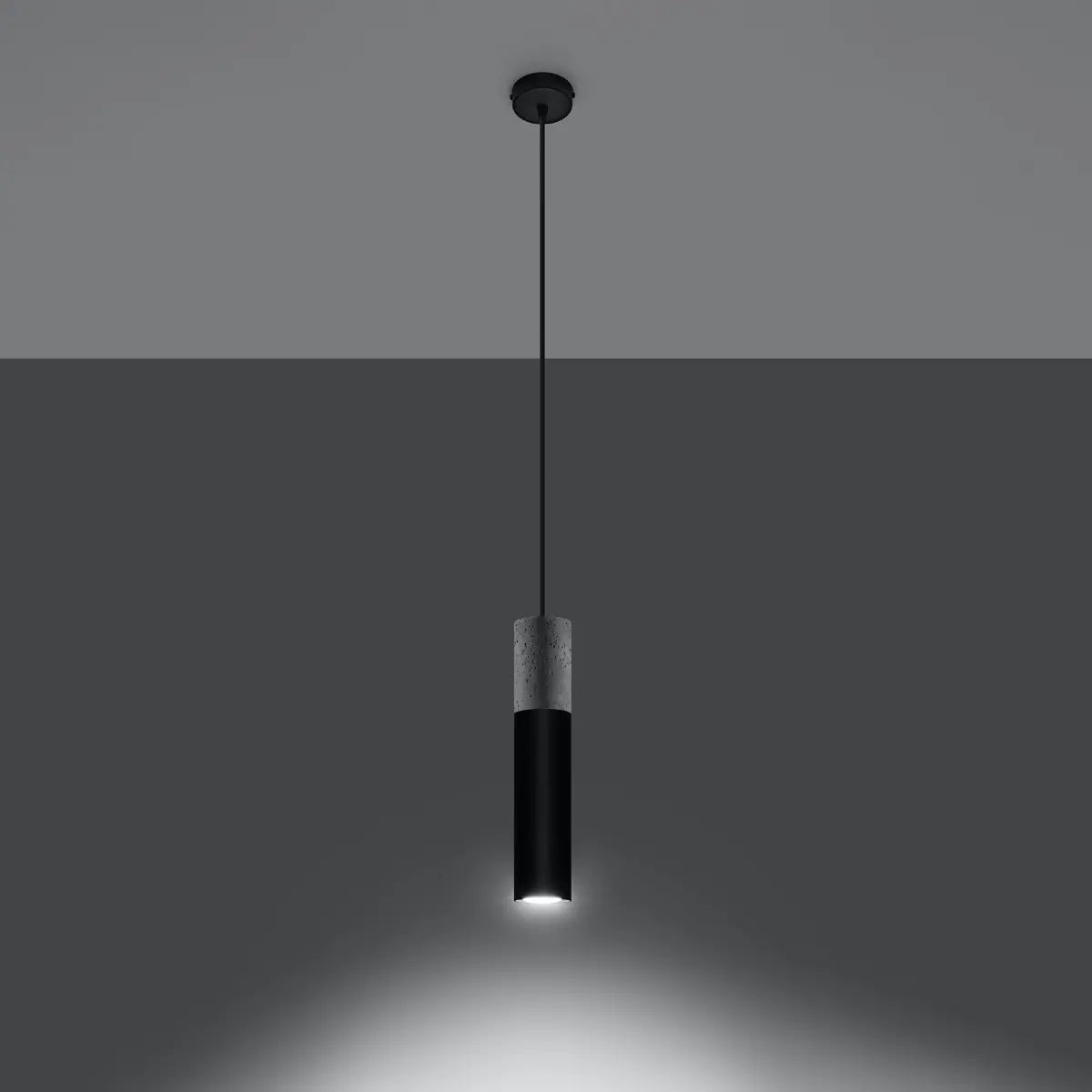 Hanglamp Tube Beton 1 – Zwart & Beton & Staal