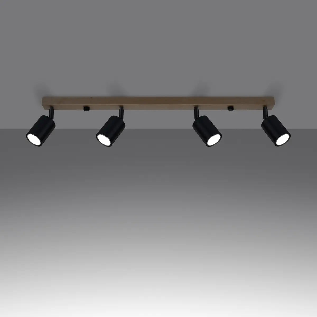 Deckenleuchte Rondo 4 – Schwarz & Stahl & Holz