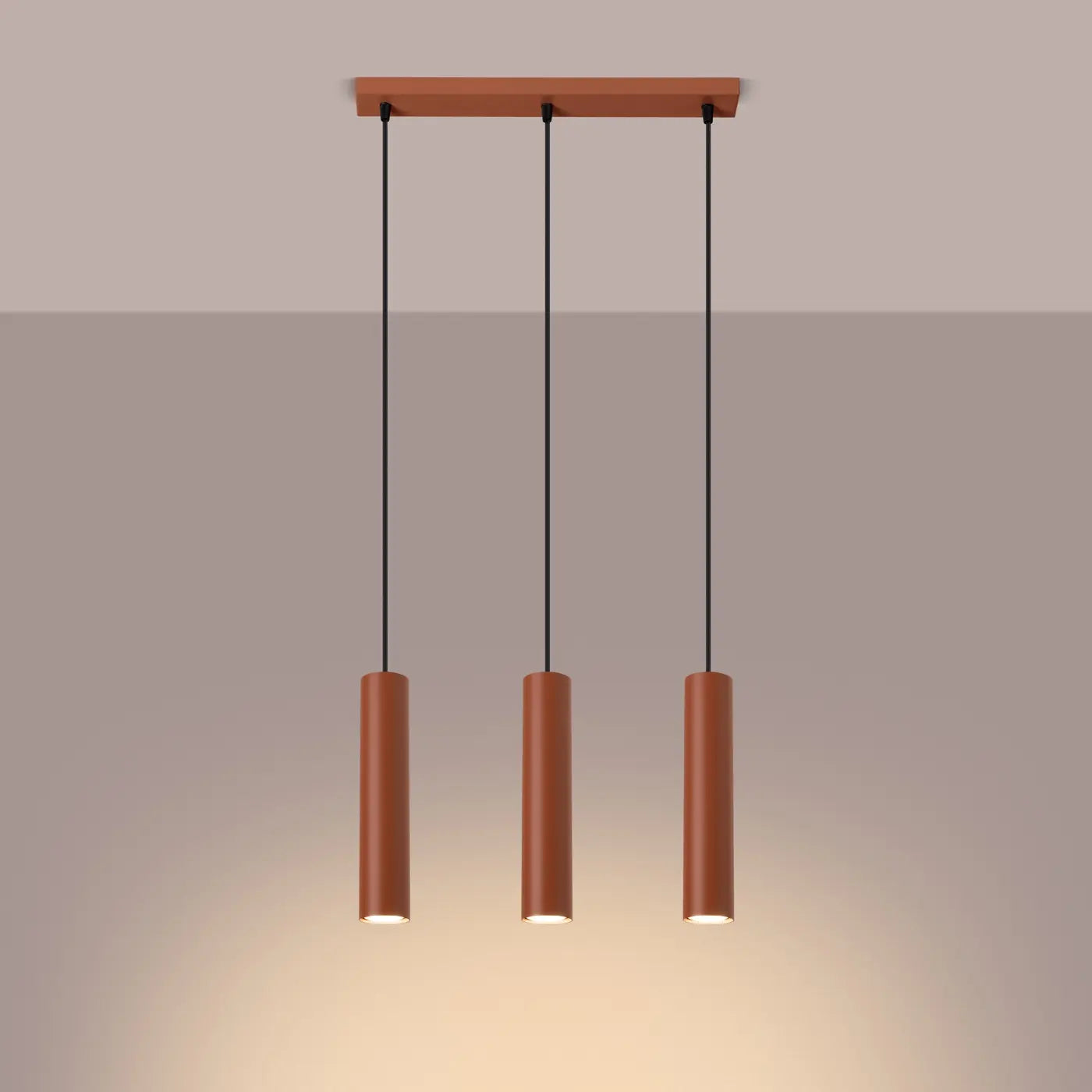 Hanglamp Tube 3 – Okerrood & Staal