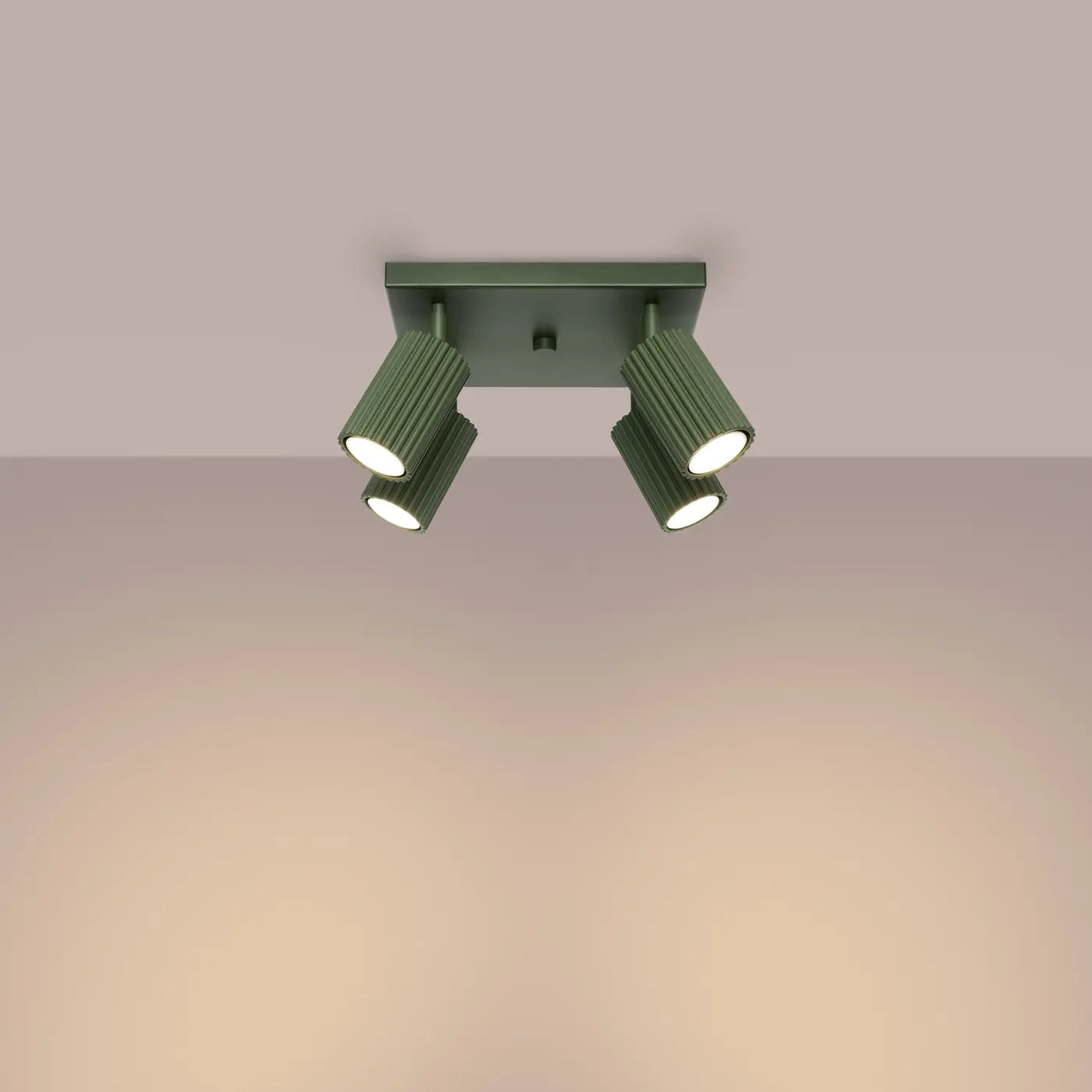 Plafondlamp Japandi 4S – Olijfgroen & Aluminium