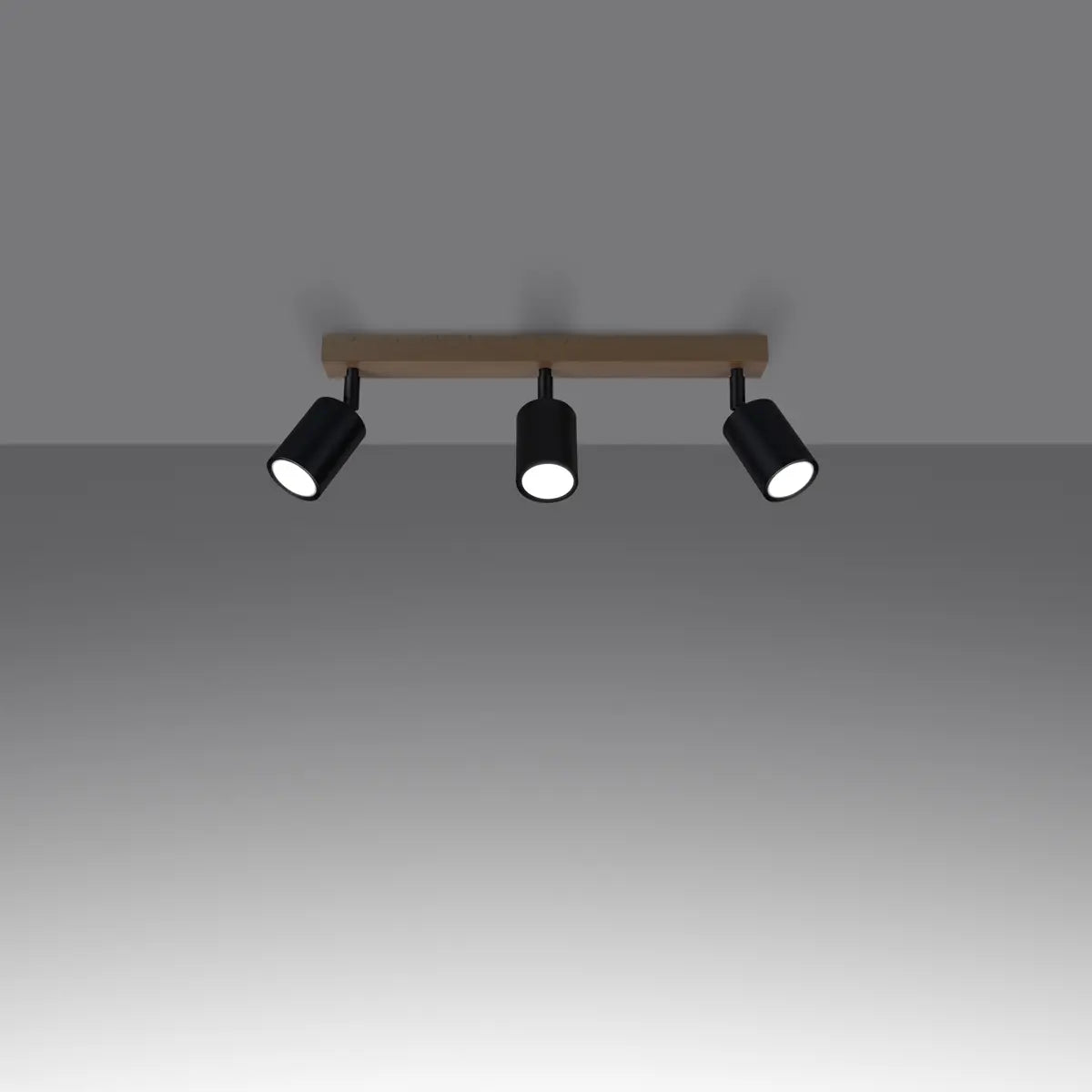 Deckenleuchte Rondo 3 – Schwarz & Stahl & Holz