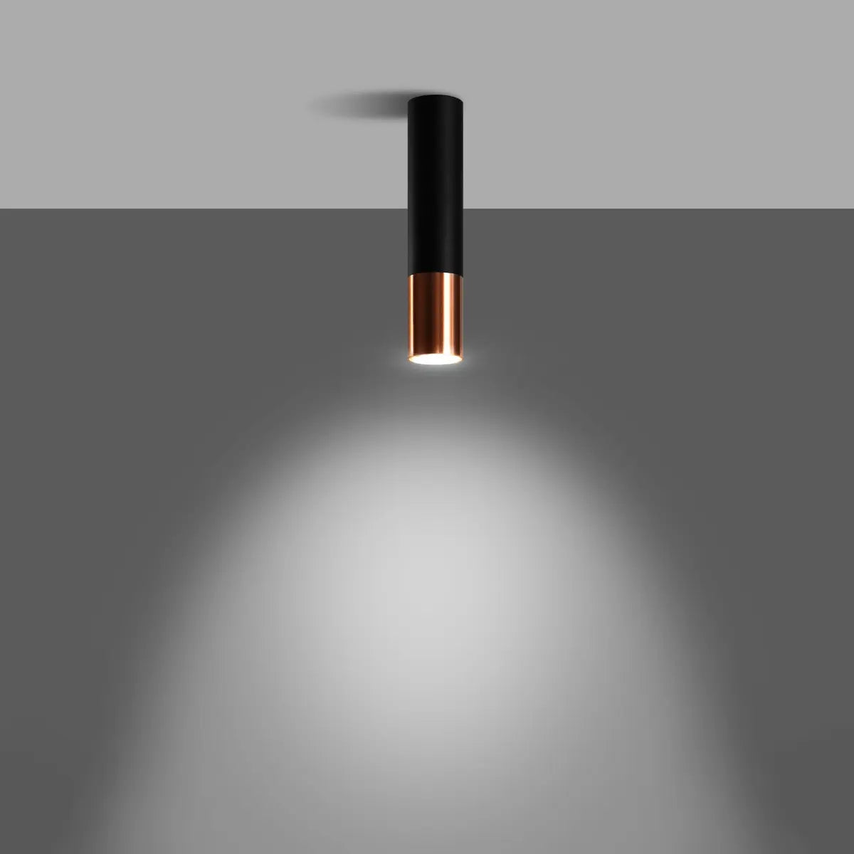 Deckenleuchte Tube – Schwarz & Kupfer & Stahl