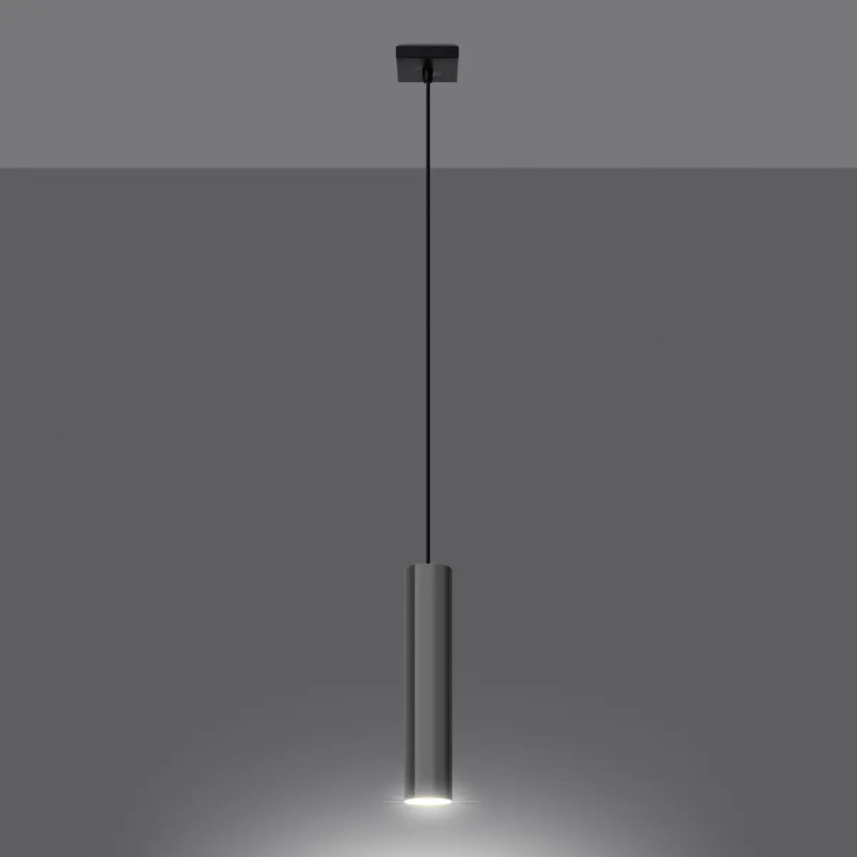 Pendelleuchte Tube 1 – Silber & Stahl
