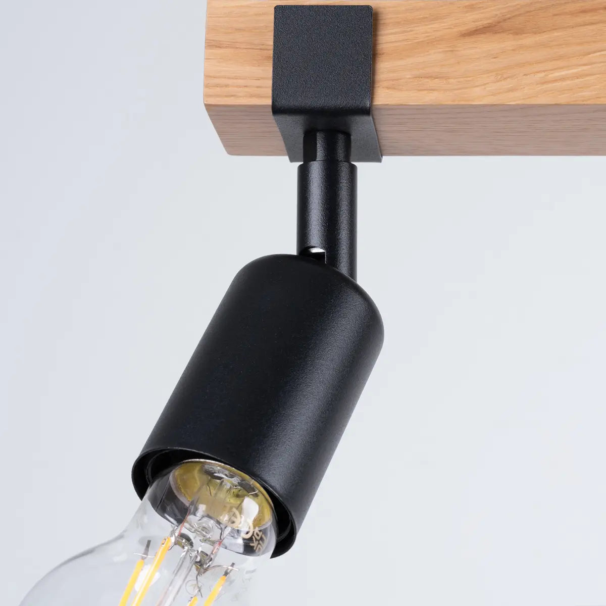 Deckenleuchte Naked 3 – Schwarz & Stahl & Holz