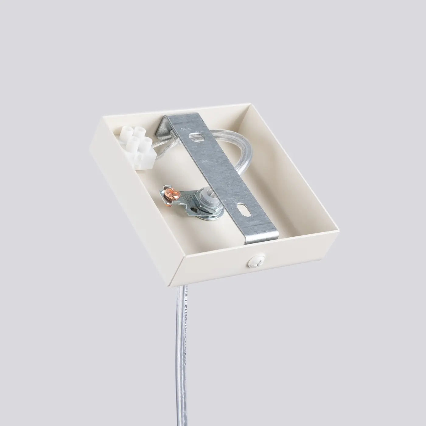 Pendelleuchte Tube 1 – Beige & Stahl