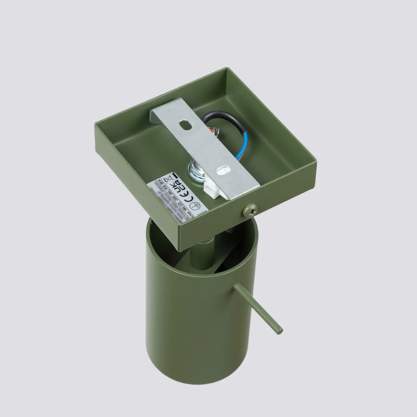 Wandleuchte Rondo – Olivgrün & Stahl