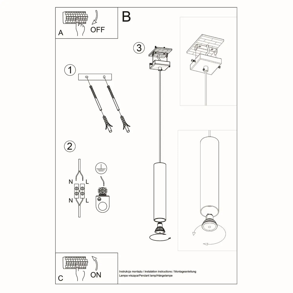 Hanglamp Tube Black 1 – Zwart & Staal